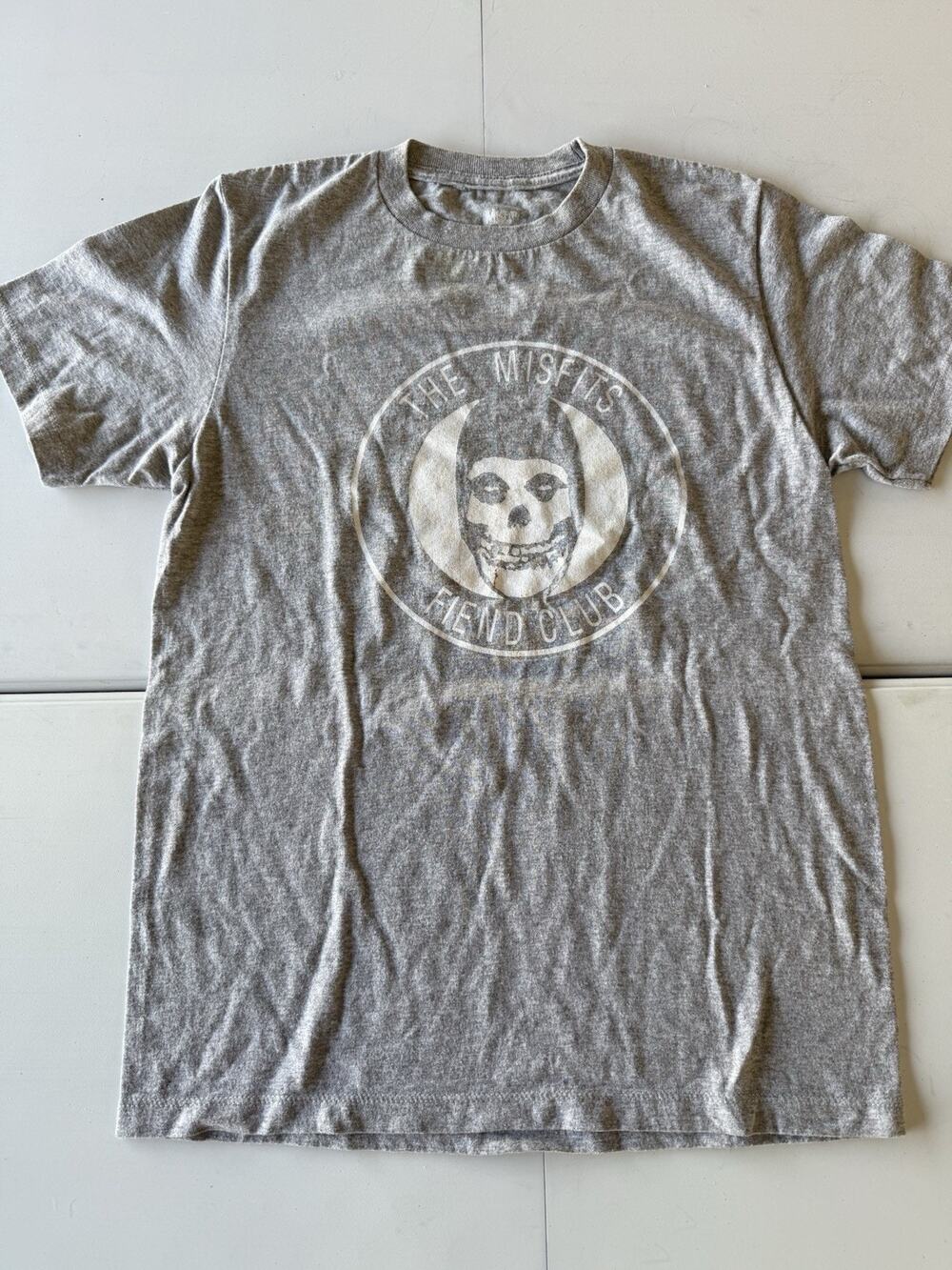 Misfits Fiend Club Skull T-Shirt Size Small Gray Punk Band Graphic Tee